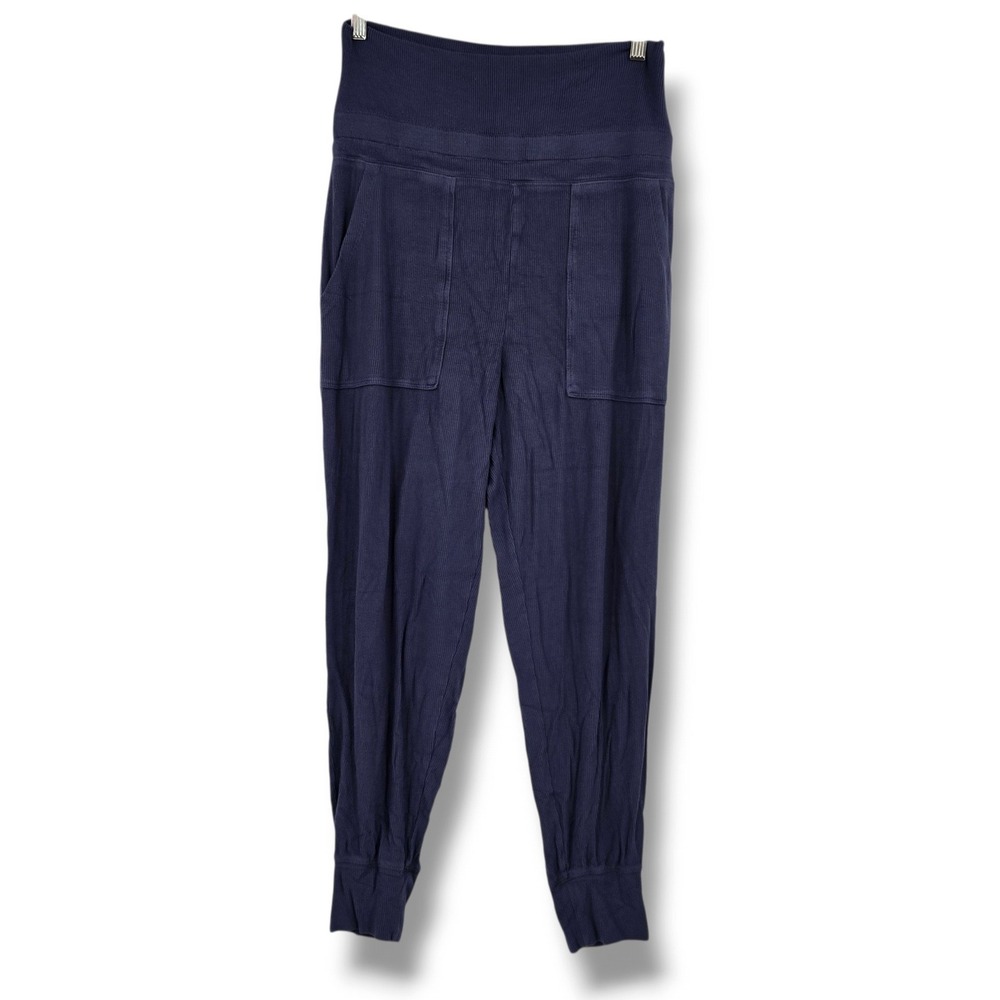 Aerie Womens Navy Blue Ribbed High Waisted Jogger Lounge Pants Size Medium